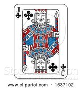 Vector Illustration of Playing Card Jack of Clubs Red Blue and Black by AtStockIllustration