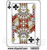 Vector Illustration of Playing Card Jack of Clubs Red Yellow and Black by AtStockIllustration
