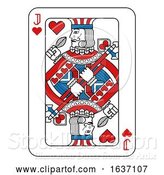 Vector Illustration of Playing Card Jack of Hearts Red Blue and Black by AtStockIllustration