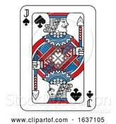 Vector Illustration of Playing Card Jack of Spades Red Blue and Black by AtStockIllustration
