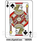 Vector Illustration of Playing Card Jack of Spades Red Yellow and Black by AtStockIllustration