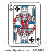 Vector Illustration of Playing Card King of Clubs Red Blue and Black by AtStockIllustration