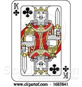 Vector Illustration of Playing Card King of Clubs Red Yellow and Black by AtStockIllustration