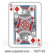 Vector Illustration of Playing Card King of Diamonds Red Blue and Black by AtStockIllustration