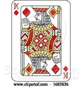 Vector Illustration of Playing Card King of Diamonds Red Yellow and Black by AtStockIllustration