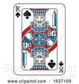 Vector Illustration of Playing Card King of Spades Red Blue and Black by AtStockIllustration