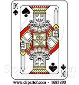 Vector Illustration of Playing Card King of Spades Red Yellow and Black by AtStockIllustration