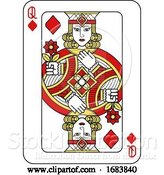 Vector Illustration of Playing Card Queen Diamonds Red Yellow and Black by AtStockIllustration