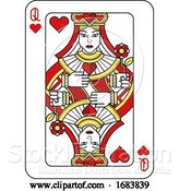 Vector Illustration of Playing Card Queen of Hearts Red Yellow and Black by AtStockIllustration