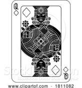 Vector Illustration of Playing Cards Deck Pack Queen of Diamonds Design by AtStockIllustration