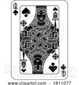 Vector Illustration of Playing Cards Deck Pack Queen of Spades Design by AtStockIllustration
