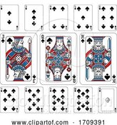 Vector Illustration of Playing Cards Spades Red Blue and Black by AtStockIllustration