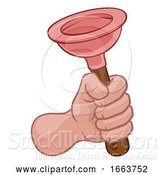 Vector Illustration of Plumber Hand Fist Holding Plumbing Toilet Plunger by AtStockIllustration