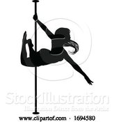 Vector Illustration of Pole Dancer Lady Silhouette by AtStockIllustration