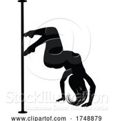 Vector Illustration of Pole Dancer Lady Silhouette by AtStockIllustration