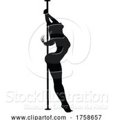 Vector Illustration of Pole Dancer Lady Silhouette by AtStockIllustration