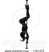 Vector Illustration of Pole Dancer Lady Silhouette by AtStockIllustration