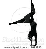 Vector Illustration of Pole Dancing Lady Silhouette by AtStockIllustration