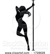 Vector Illustration of Pole Dancing Lady Silhouette by AtStockIllustration