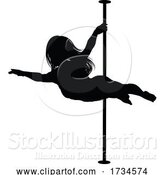 Vector Illustration of Pole Dancing Lady Silhouette by AtStockIllustration