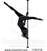 Vector Illustration of Pole Dancing Lady Silhouette by AtStockIllustration