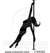 Vector Illustration of Pole Dancing Lady Silhouette by AtStockIllustration