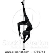 Vector Illustration of Pole Dancing Lady Silhouette by AtStockIllustration