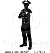 Vector Illustration of Policeman Person Silhouette Police Officer Guy by AtStockIllustration