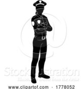 Vector Illustration of Policewoman Person Silhouette Police Officer Lady by AtStockIllustration