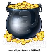 Vector Illustration of Pot of Gold Coins at End of the Rainbow by AtStockIllustration
