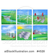 Vector Illustration of Power and Energy Generation Plants and Landscapes by AtStockIllustration