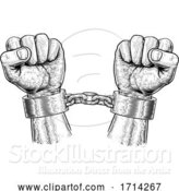 Vector Illustration of Prisoner Shackles Chained Hands Vintage Woodcut by AtStockIllustration