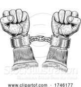 Vector Illustration of Prisoner Shackles Chained Hands Vintage Woodcut by AtStockIllustration