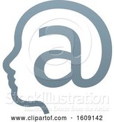 Vector Illustration of Profiled Face in an Email Arobase at Symbol by AtStockIllustration