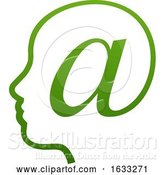 Vector Illustration of Profiled Face in an Email Arobase at Symbol by AtStockIllustration