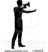 Vector Illustration of Protest Rally March Megaphone Silhouette Person by AtStockIllustration