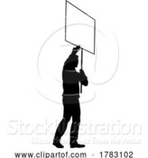 Vector Illustration of Protest Rally March Picket Sign Silhouette Person by AtStockIllustration