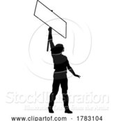 Vector Illustration of Protest Rally March Picket Sign Silhouette Person by AtStockIllustration