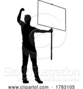 Vector Illustration of Protest Rally March Picket Sign Silhouette Person by AtStockIllustration