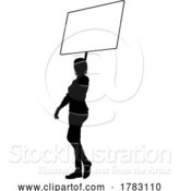 Vector Illustration of Protest Rally March Picket Sign Silhouette Person by AtStockIllustration