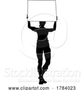 Vector Illustration of Protest Rally March Picket Sign Silhouette Person by AtStockIllustration