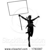 Vector Illustration of Protest Rally March Picket Sign Silhouette Person by AtStockIllustration