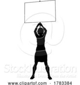 Vector Illustration of Protest Rally March Picket Sign Silhouette Person by AtStockIllustration