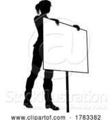 Vector Illustration of Protest Rally March Picket Sign Silhouette Person by AtStockIllustration