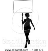 Vector Illustration of Protest Rally March Picket Sign Silhouette Person by AtStockIllustration