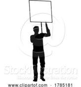 Vector Illustration of Protest Rally March Picket Sign Silhouette Person by AtStockIllustration