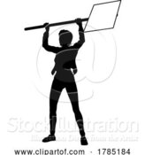 Vector Illustration of Protest Rally March Picket Sign Silhouette Person by AtStockIllustration