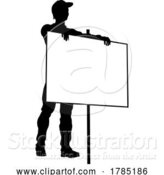 Vector Illustration of Protest Rally March Picket Sign Silhouette Person by AtStockIllustration