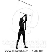 Vector Illustration of Protest Rally March Picket Sign Silhouette Person by AtStockIllustration