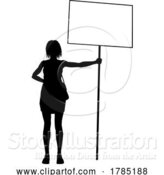 Vector Illustration of Protest Rally March Picket Sign Silhouette Person by AtStockIllustration